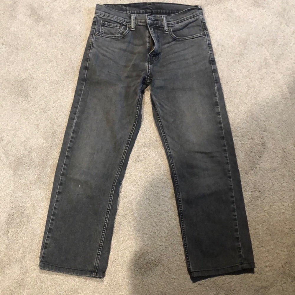 Levi’s 505 black wash denim jean cropped 30 waist 25 inseam